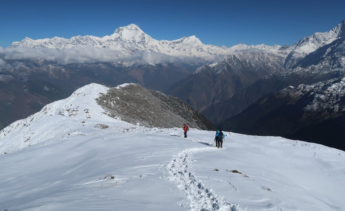 Khopra Ridge community lodge with Annapurna and Dhaulagiri panorama
